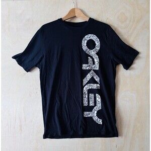 Oakley Tee T-Shirt Men's Size Large Blk logo Surf Skate Cyber